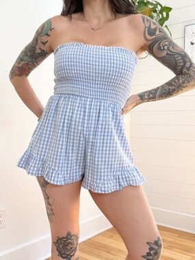 Seek the label gingham strapless romper